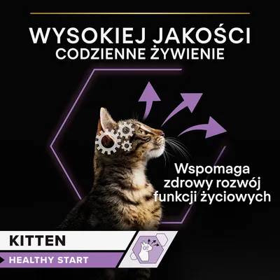 Wysokiej jakości codzienne żywienie. Wspomaga zdrowy rozwój funkcji życiowych. Kitten Healthy Start. Wysokiej jakości codzienne żywienie. Wspomaga zdrowy rozwój funkcji życiowych. Kitten Healthy Start.