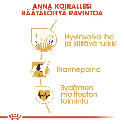 Anna koirallesi räätälöityä ravintoa. Hyvinvoiva iho ja kiiltävä turkki, ihannepaino, sydämen moitteeton toiminta.