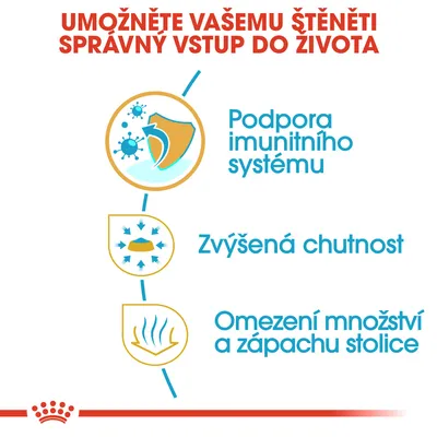 Podpora imunitního systému, zvýšená chutnost, omezení množství a zápachu stolice. Umožněte vašemu štěněti správný vstup do života.