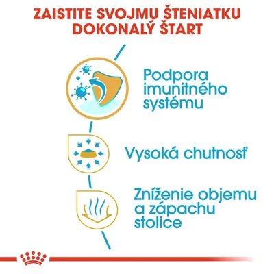 Zaistite svojmu šteniatku dokonalý štart. Podpora imunitného systému, vysoká chutnosť, zníženie objemu a zápachu stolice.