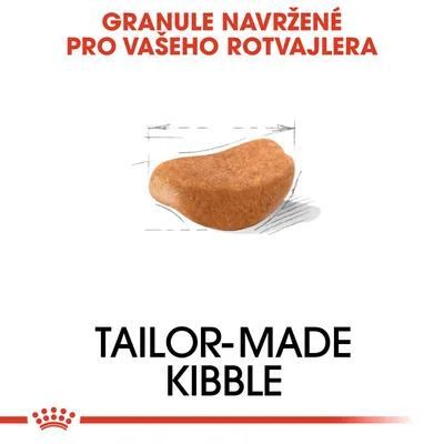 Granule navržené pro vašeho rotvajlera. TAILOR-MADE KIBBLE. Zobrazení tvaru jedné granule.