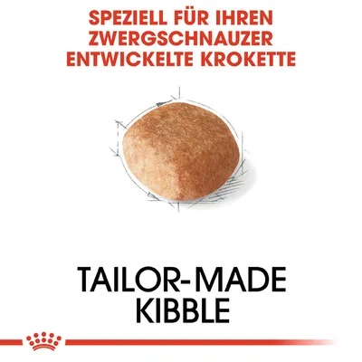 Speziell für Zwergschnauzer entwickelte Krokette. Tailor-made Kibble.