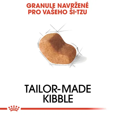 Granule navržené pro vašeho ši-tzu. TAILOR-MADE KIBBLE. Zobrazení tvaru jedné granule.