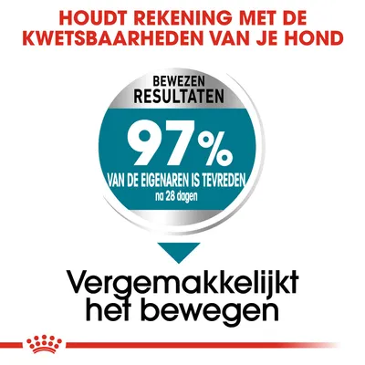 Houdt rekening met de kwetsbaarheden van je hond. Bewezen resultaten: 97% van de eigenaren is tevreden na 28 dagen. Vergemakkelijkt het bewegen.