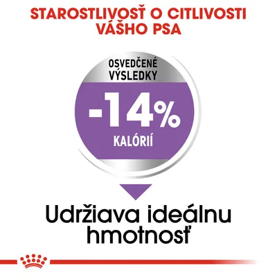 Starostlivosť o citlivosť vášho psa. Osvedčené výsledky: -14 % kalórií. Udržiava ideálnu hmotnosť.