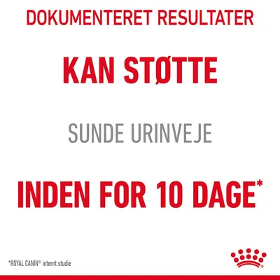 Dokumenteret resultater. Kan støtte sunde urinveje inden for 10 dage*. *ROYAL CANIN intern studie.