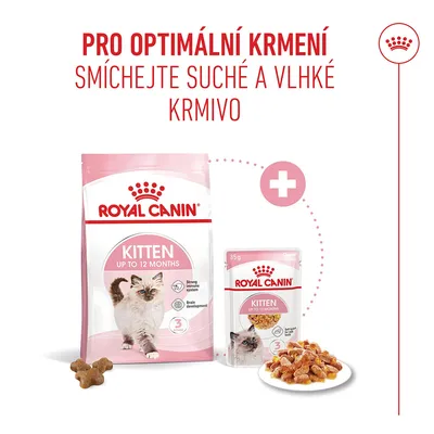 Royal Canin Kitten do 12 měsíců suché a vlhké krmivo. Doporučení: kombinujte suché a vlhké krmivo pro optimální krmení. Royal Canin Kitten do 12 měsíců suché a vlhké krmivo. Doporučení: kombinujte suché a vlhké krmivo pro optimální krmení.