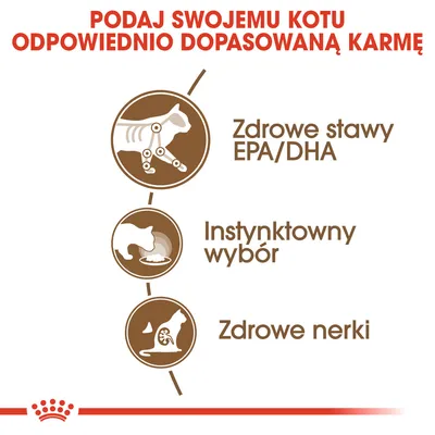 Podaj swojemu kotu odpowiednio dopasowaną karmę. Zdrowe stawy EPA/DHA, instynktowny wybór, zdrowe nerki.