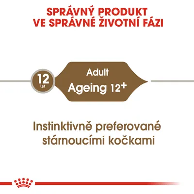 Správný produkt ve správné životní fázi. 12 let Adult Ageing 12+. Instinktivně preferované stárnoucími kočkami.