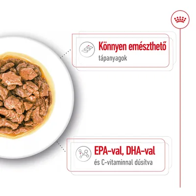 Könnyen emészthető tápanyagok. EPA-val, DHA-val és C-vitaminnal dúsítva.