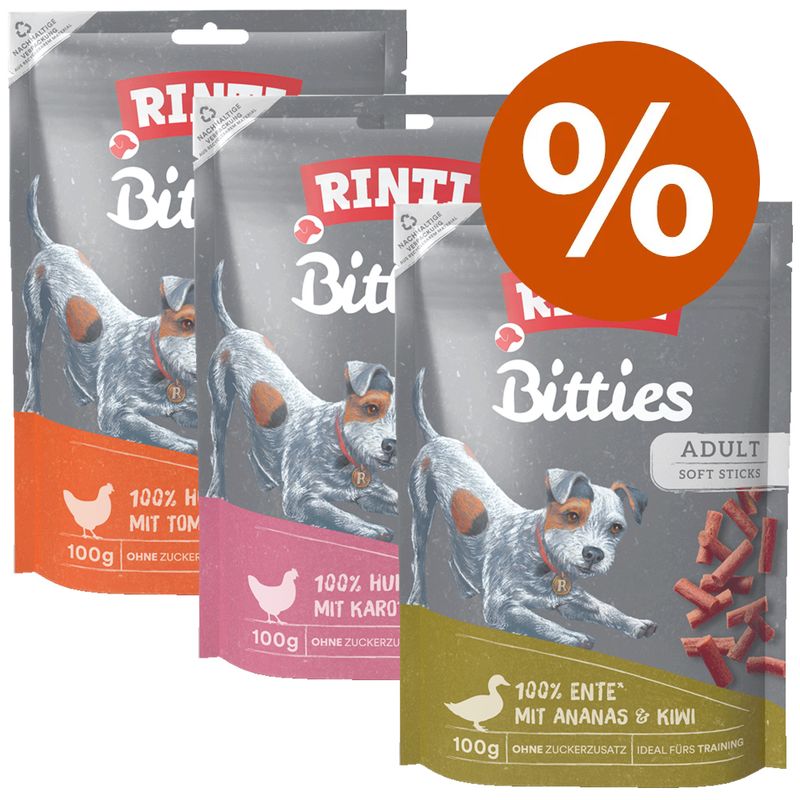 3 Sorten RINTI Bitties Adult Soft Sticks im 12 x 100 g Sparpaket!