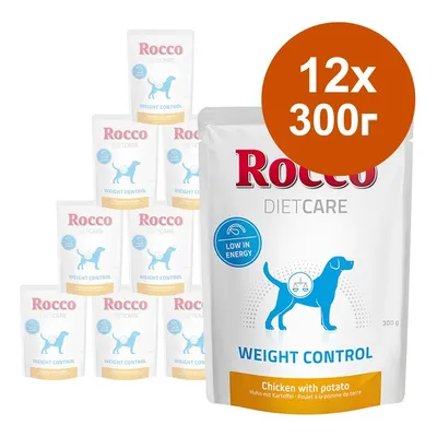 Rocco Diet Care Weight Control, 12x300 г, пилешко с картофи. Видими надписи: Low in energy, WEIGHT CONTROL, Chicken with potato.