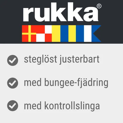 rukka, steglöst justerbart, med bungee-fjädring, med kontrollslinga