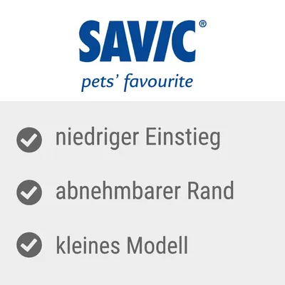 Savic pets' favourite. Niedriger Einstieg, abnehmbarer Rand, kleines Modell.