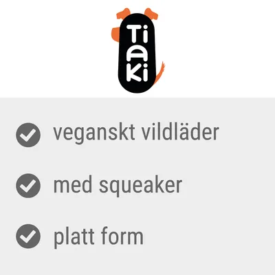 Tiaki. Veganskt vildläder, med squeaker, platt form.