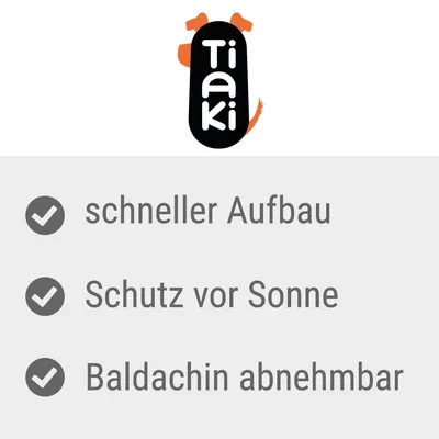 Tiaki. Schneller Aufbau, Schutz vor Sonne, Baldachin abnehmbar.