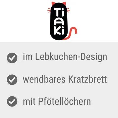 Tiaki. Wendbares Kratzbrett im Lebkuchen-Design mit Pfötellöchern.