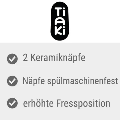 Tiaki. 2 Keramiknäpfe, Näpfe spülmaschinenfest, erhöhte Fressposition.