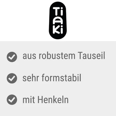 Tiaki. Aus robustem Tauseil, sehr formstabil, mit Henkeln.