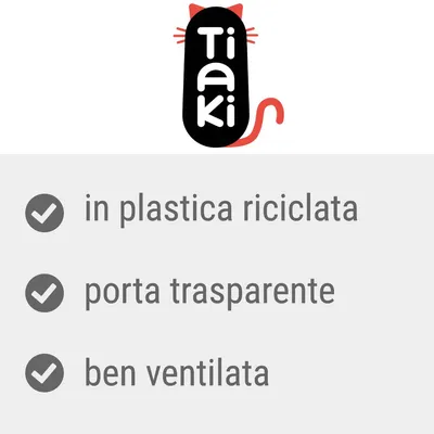 Tiaki. In plastica riciclata, porta trasparente, ben ventilata.