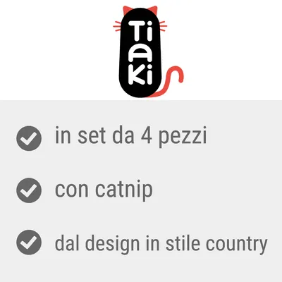 Tiaki. In set da 4 pezzi, con catnip, dal design in stile country.