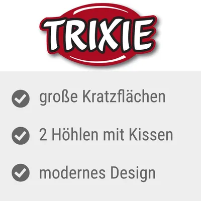 TRIXIE. große Kratzflächen, 2 Höhlen mit Kissen, modernes Design (teksti saksaksi)