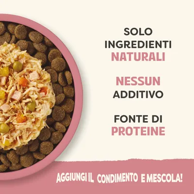Solo componenti naturali, nessun additivo, fonte di proteine. Aggiungi la spezia e mescola. Solo componenti naturali, nessun additivo, fonte di proteine. Aggiungi la spezia e mescola.