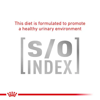 Text reads: This diet is formulated to promote a healthy urinary environment. S/O Index.