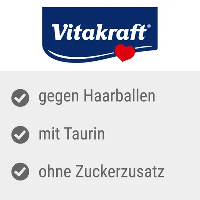 Vitakraft. Gegen Haarballen, mit Taurin, ohne Zuckerzusatz.