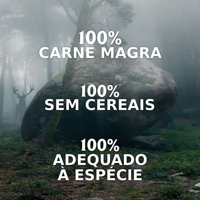 100% carne magra, 100% sem cereais, 100% adequado à espécie