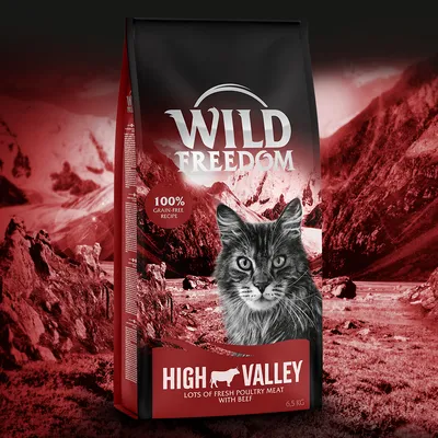 Wild Freedom High Valley kattmat, 100 % spannmålsfritt recept, färskt fjäderfäkött med nötkött, 6,5 kg förpackning.