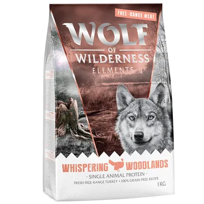 Wolf of Wilderness Elements Whispering Woodlands, single animal protein, fresh free-range turkey, 100% grain-free recipe, 1kg.