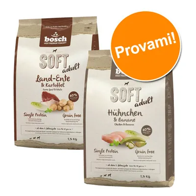 Set prova misto! 2 x 2,5 kg bosch HPC Soft Crocchette per cane