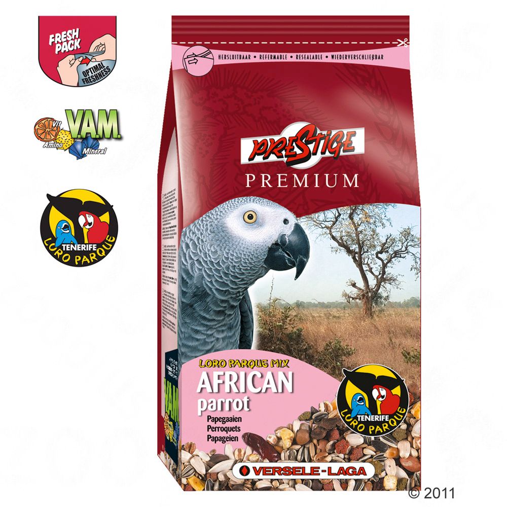 Prestige Premium African Parrot is an enriched seed mixture with extra nutrients specifically formulated for African parrots such as grey parrots red-fronted parrots and red-bellied parrots Prestige Premium African Parrot is an enriched seed mixture with extra nutrients specifically formulated for African parrots such as grey parrots red-fronted parrots and red-bellied parrots