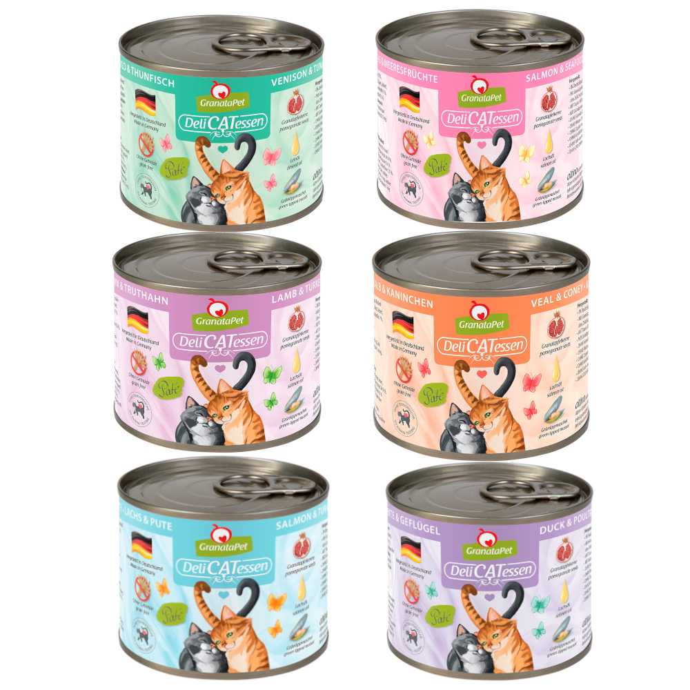 Sparpaket GranataPet DeliCatessen 24 x 200 g - Mixpaket 1 (6 Sorten)