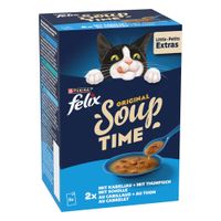 Purina Felix Soup Original, 6x48g. Okusi: govedina, piščanec, jagnjetina. Brez barvil in konzervansov. Embalaža je reciklabilna.