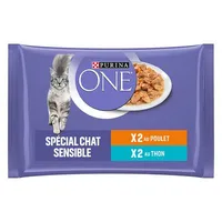 PURINA ONE  4 x 85 g - Sensitive Huhn und Thunfisch