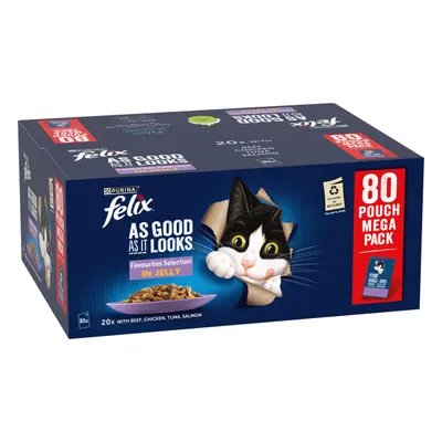 Felix As Good As It Looks Mega Pack 80 x 85g - Favourites Selection in Jelly