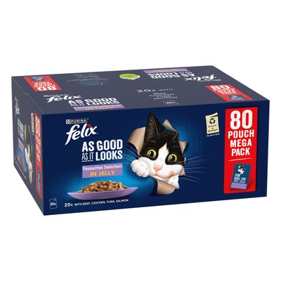 Felix As Good As It Looks Mega Pack 80 x 85g Favourites Selection in Jelly