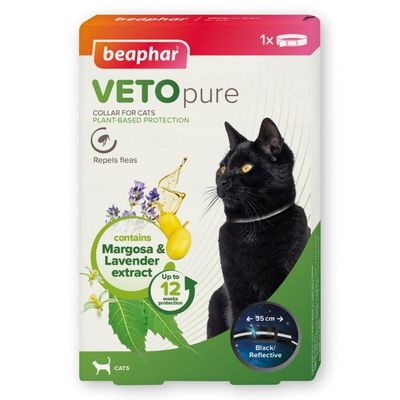 beaphar VETOpure Plant-Based Protection Flea Reflective Collar for Cats 35cm