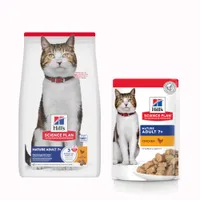 Pack bi-nutrition : 1 paquet de croquettes + 24 x 85 g de sachets Hill's Science Plan - Mature Adult (10 kg poulet + sachets poulet)