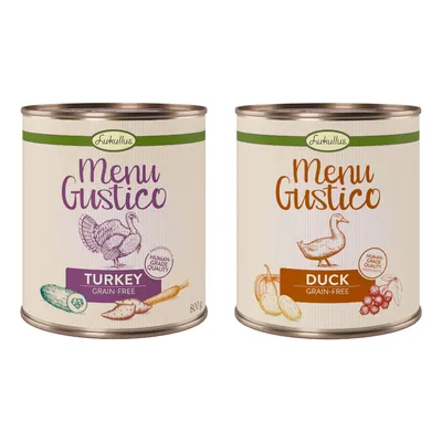 Pachet economic Lukullus "Menu Gustico" 24 x 800 g  - Mix: Curcan & Rață