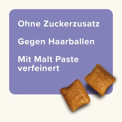 Ohne Zuckerzusatz, gegen Haarballen, mit Malt Paste verfeinert.