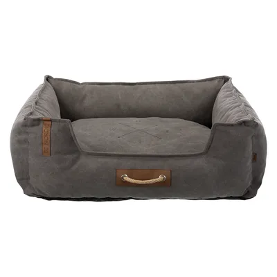 Be Nordic Hundebett in Dunkelgrau mit Seilgriff und gesticktem Kompass-Design auf der Liegefläche.