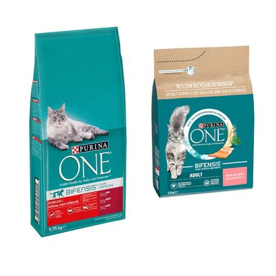 9,75 kg PURINA ONE + 2,8 kg Adult losos i cjelovite žitarice gratis! SterilCat govedina