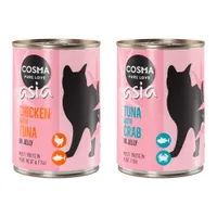 Sparpaket Cosma Asia in Jelly 12 x 400 g - Mix (Huhn & Thunfisch, Thunfisch & Krebsfleisch)