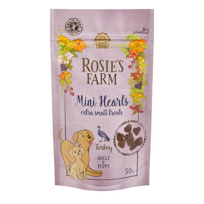 Rosie's Farm Puppy -herkut "Mini Hearts" kalkkuna 50 g