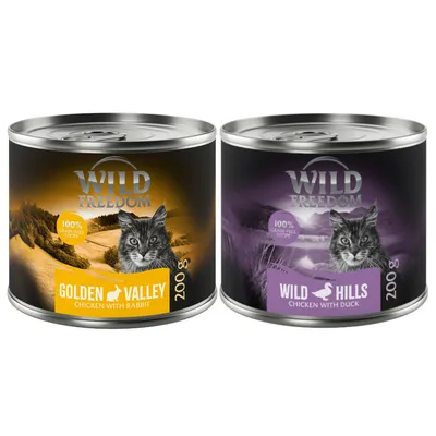 Kombi-Paket: Wild Freedom Adult 6 x 200 g / 6 x 400 g - getreidefreie Rezeptur - Golden Valley: Kaninchen & Huhn (6 x 200 g) +  Wild Hills: Ente & Huhn (6 x 200 g) Kombi-Paket: Wild Freedom Adult 6 x 200 g / 6 x 400 g - getreidefreie Rezeptur - Golden Valley: Kaninchen & Huhn (6 x 200 g) +  Wild Hills: Ente & Huhn (6 x 200 g)