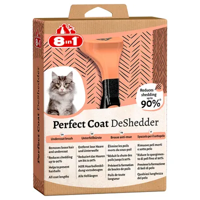 Perfect Coat DeShedder underullborste. Tar bort lösa hår och underull, minskar fällning med upp till 90 %, hjälper till att förebygga hårbollar, för alla pälstyper.