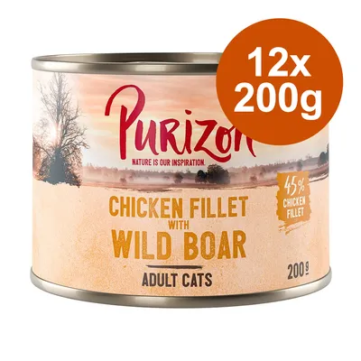 Purizon kuřecí filet s divočákem, pro dospělé kočky, 45 % kuřecího filetu, 12x200g konzerva.